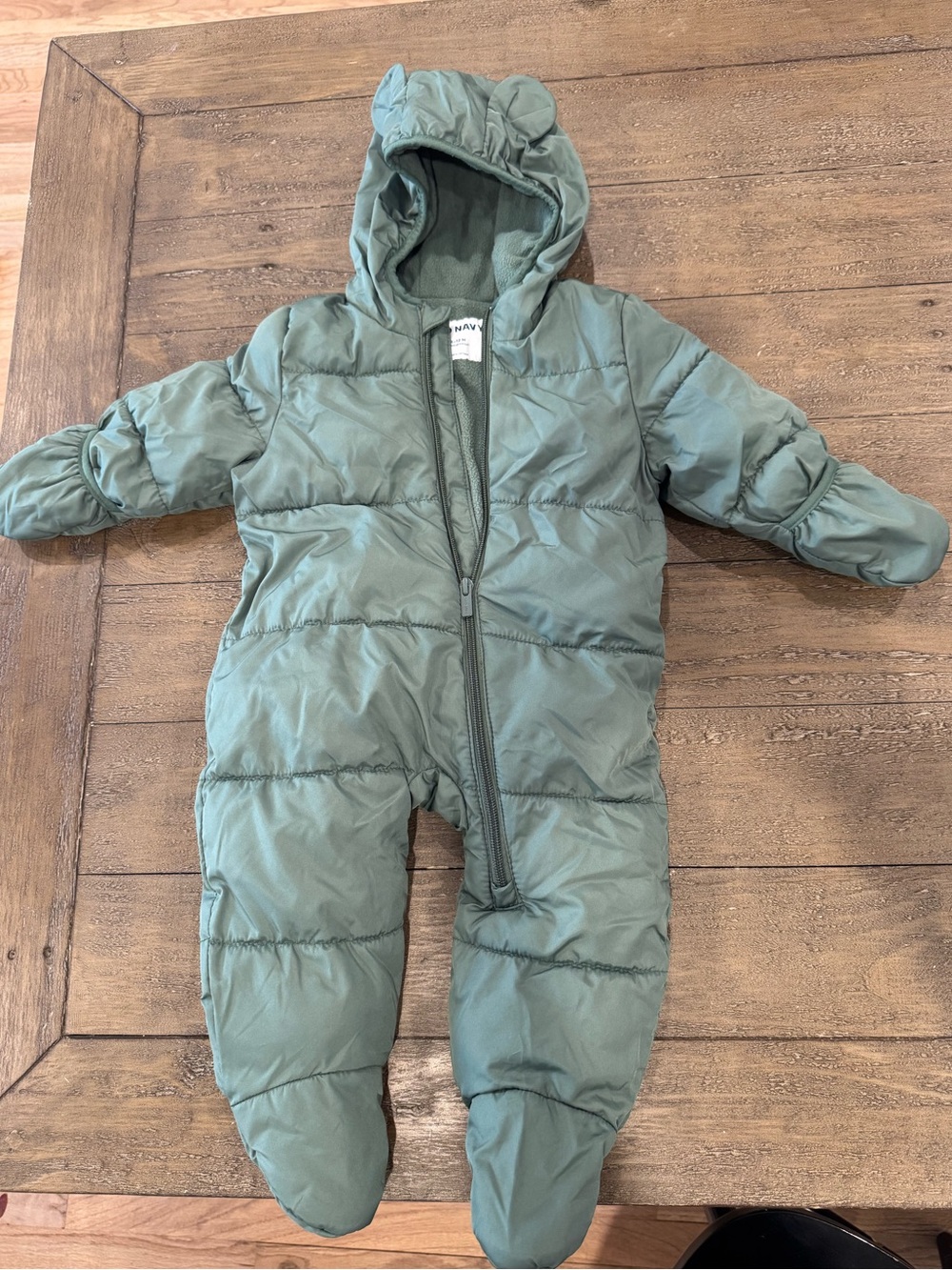 Old Navy Sage Green Puffer One-Piece Footie